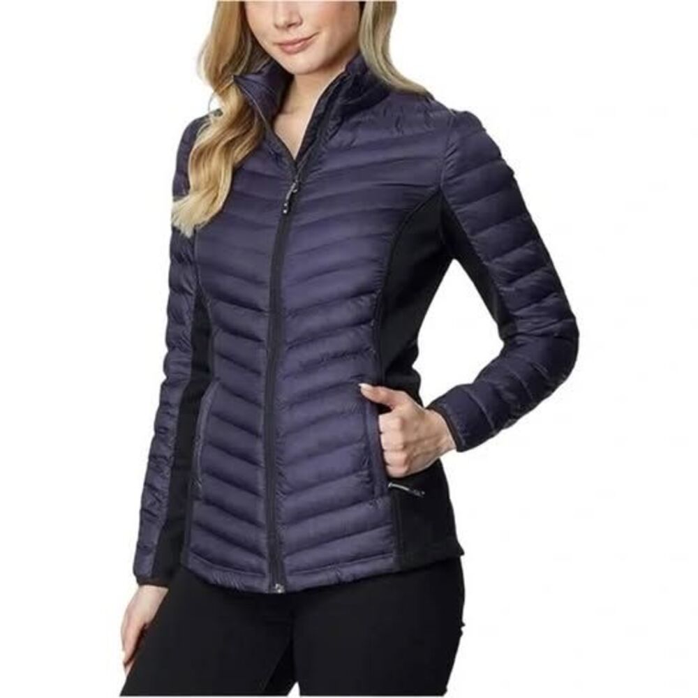 32 Degrees HEAT Woman’s Mixed Media Jacket Navy/Black Size Medium